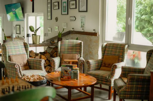 Lounge with fireplace